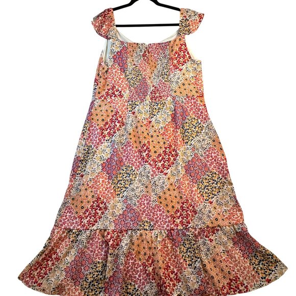 Donna Morgan Women's Sleeveless Ruffle Strap Dress Sz 16W Floral Patchwork Fairy - Picture 6 of 15